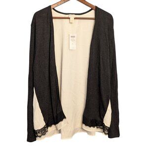 Madison Long Sleeve Cardigan Sweater Alpaca Heather Grey Sz 4Chicos Mixed Fabric